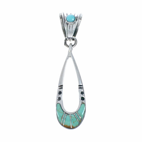 Southwest Turquoise Inlay Sterling Silver Pendant SX10501