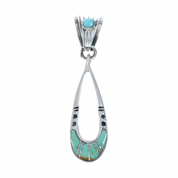 Southwest Turquoise Inlay Sterling Silver Pendant SX10501