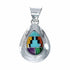Multicolor Inlay Sterling Silver Tear Drop Pendant SX10488