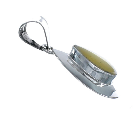 Yellow Mother Of Pearl Navajo Sterling Silver Tear Drop Pendant SX10485
