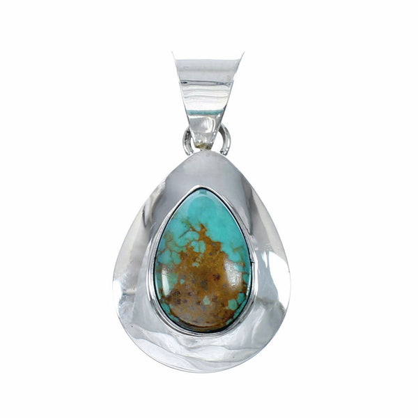 Genuine Navajo Turquoise Sterling Silver Tear Drop Pendant SX10494