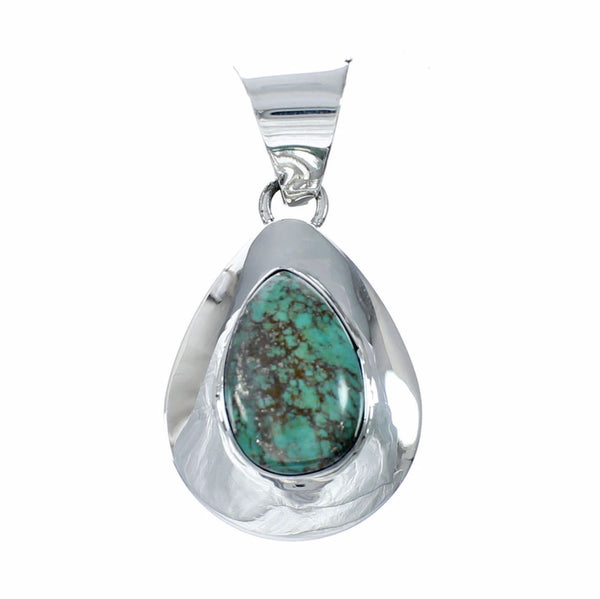Genuine Navajo Turquoise Sterling Silver Tear Drop Pendant SX10495