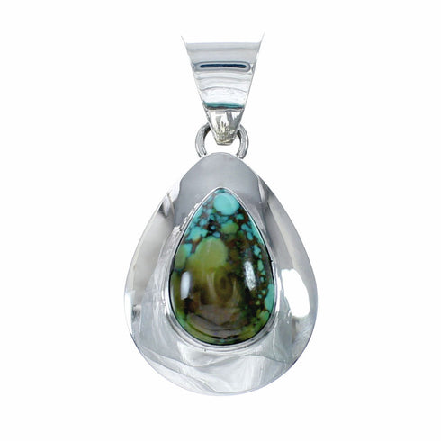 Native American Navajo Turquoise Sterling Silver Tear Drop Pendant SX10499
