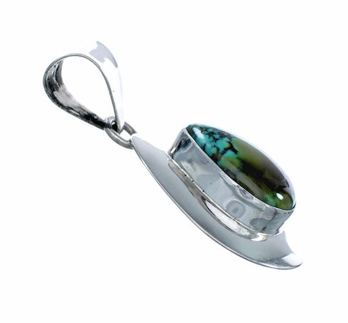 Native American Navajo Turquoise Sterling Silver Tear Drop Pendant SX10499