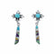 Southwest Multicolor Sterling Silver Post Dangle Earrings SX10491