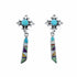 Southwest Multicolor Sterling Silver Post Dangle Earrings SX10491