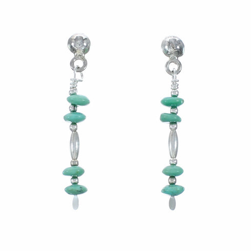 Navajo Indian Turquoise Sterling Silver Bead Post Dangle Earrings SX10506