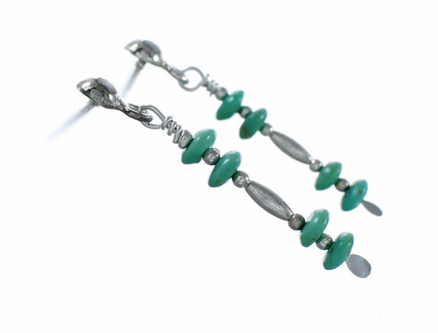 Navajo Indian Turquoise Sterling Silver Bead Post Dangle Earrings SX10506