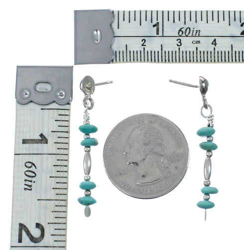 Navajo Indian Turquoise Sterling Silver Bead Post Dangle Earrings SX10506