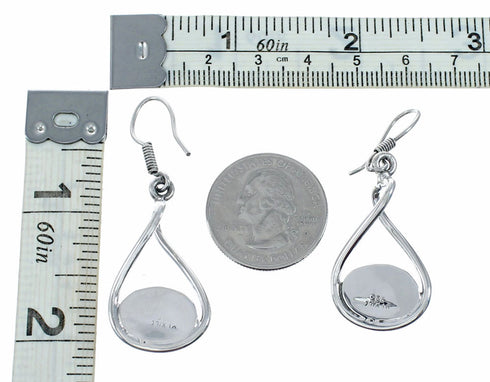 Navajo Turquoise Authentic Sterling Silver Hook Dangle Earrings SX10508