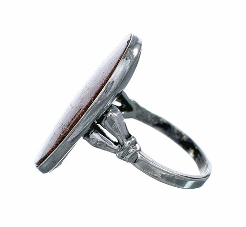 Sterling Silver American Indian Goldstone Ring Size 6 SX10481