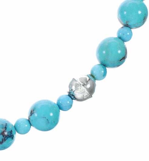 Turquoise Sterling Silver Native American Jewelry Bead Necklace SX10479