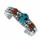 Turquoise And Coral Sterling Silver Navajo Cuff Bracelet SX10470
