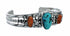 Turquoise And Coral Sterling Silver Navajo Cuff Bracelet SX10470