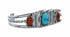 Navajo Turquoise And Coral Sterling Silver Cuff Bracelet SX10471