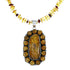 Native American Amber Bead Sterling Silver Necklace Pendant Set SX10475