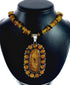 Native American Amber Bead Sterling Silver Necklace Pendant Set SX10475