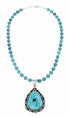 Navajo Turquoise Sterling Silver Necklace Pendant Set SX10476