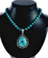 Navajo Turquoise Sterling Silver Necklace Pendant Set SX10476