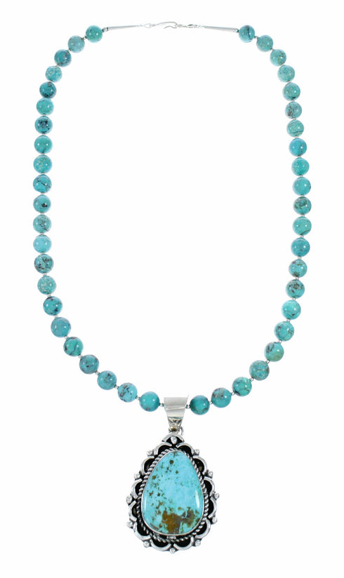 Navajo Turquoise Sterling Silver Necklace Pendant Set SX10477