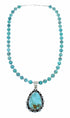 Navajo Turquoise Sterling Silver Necklace Pendant Set SX10477