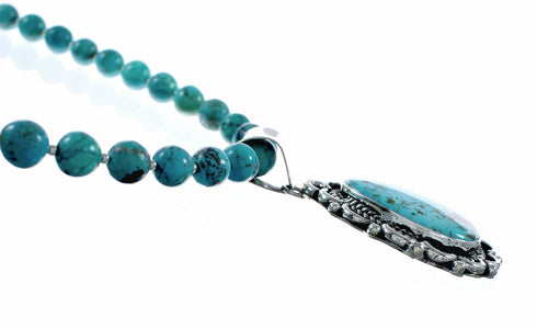 Navajo Turquoise Sterling Silver Necklace Pendant Set SX10477