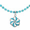 Navajo Turquoise Flower Inlay Pendant Sterling Silver Necklace Set SX10478