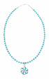 Navajo Turquoise Flower Inlay Pendant Sterling Silver Necklace Set SX10478
