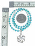 Navajo Turquoise Flower Inlay Pendant Sterling Silver Necklace Set SX10478