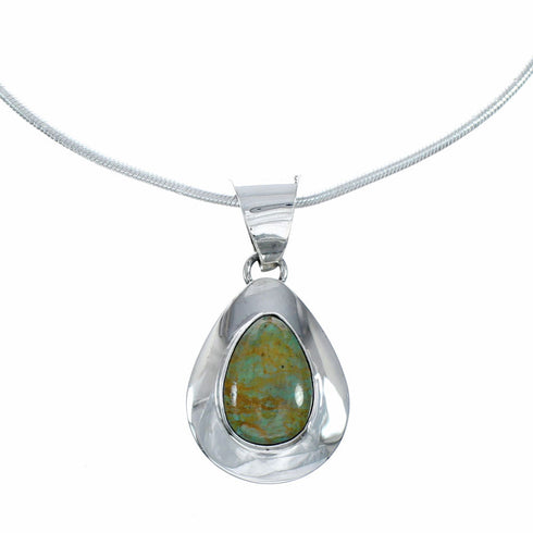 Sterling Silver Turquoise Navajo Tear Drop Pendant 16" Italian Snake Chain Necklace Set SX10503