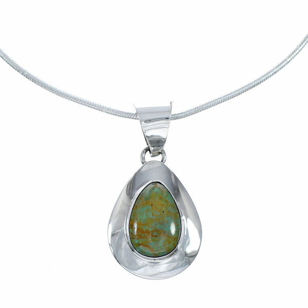 Sterling Silver Turquoise Navajo Tear Drop Pendant 16" Italian Snake Chain Necklace Set SX10503