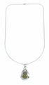 Sterling Silver Turquoise Navajo Tear Drop Pendant 16" Italian Snake Chain Necklace Set SX10503