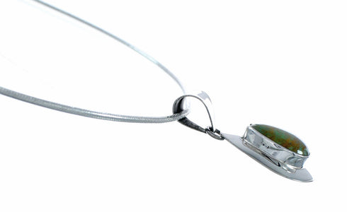 Sterling Silver Turquoise Navajo Tear Drop Pendant 16" Italian Snake Chain Necklace Set SX10503