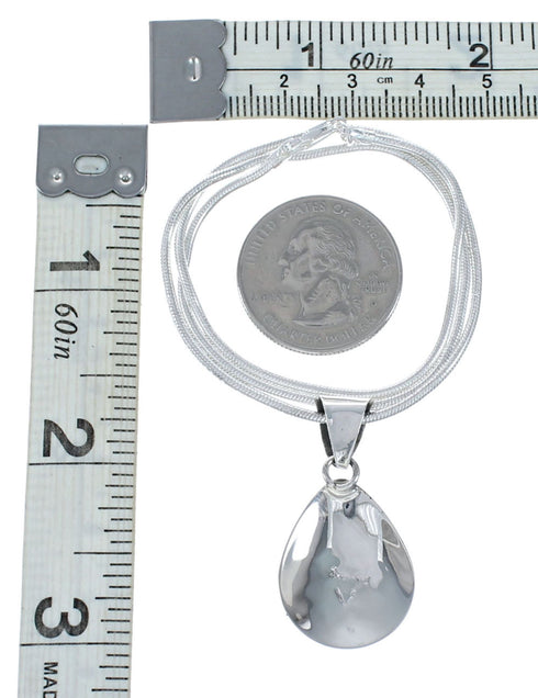 Sterling Silver Turquoise Navajo Tear Drop Pendant 16" Italian Snake Chain Necklace Set SX10503