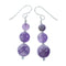 Genuine Sterling Silver Amethyst Bead Hook Dangle Earrings SX10521