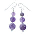 Genuine Sterling Silver Amethyst Bead Hook Dangle Earrings SX10521