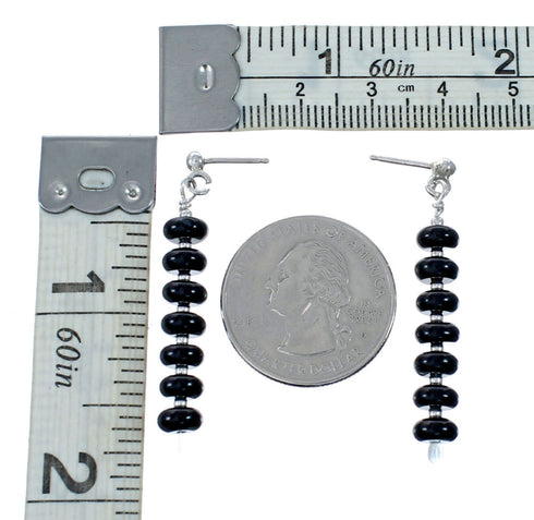 Onyx Sterling Silver Southwest Bead Post Dangle Earrings SX10525