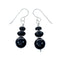 Sterling Silver Navajo Onyx Bead Hook Dangle Earrings SX10526