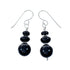 Sterling Silver Navajo Onyx Bead Hook Dangle Earrings SX10526