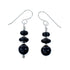 Sterling Silver Navajo Onyx Bead Hook Dangle Earrings SX10527