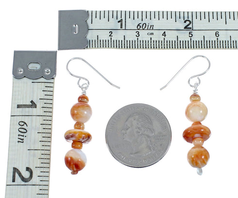 Navajo Sterling Silver Oyster Shell Bead Hook Dangle Earrings SX10533
