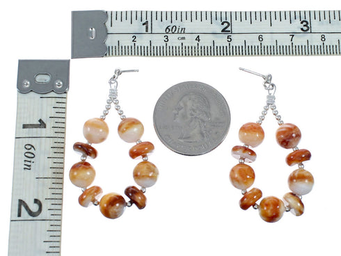 Navajo Sterling Silver Oyster Shell Bead Post Dangle Earrings SX10532