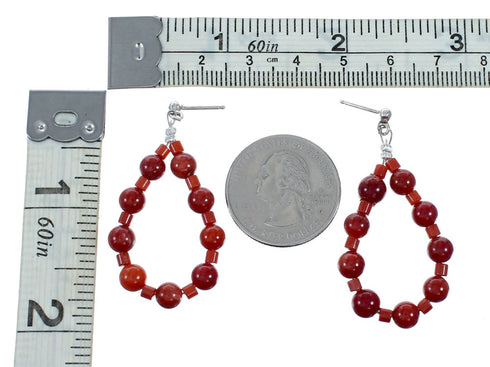 Native American Coral Bead Post Dangle Earrings SX10553