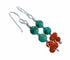 Turquoise And Coral Authentic Sterling Silver Navajo Bead Hook Dangle Earrings SX10529