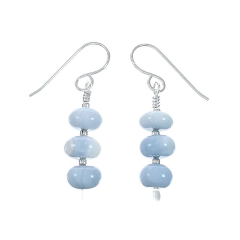 Blue Lace Agate Sterling Silver Native American Hook Dangle Earrings SX10538