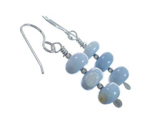 Blue Lace Agate Sterling Silver Native American Hook Dangle Earrings SX10538
