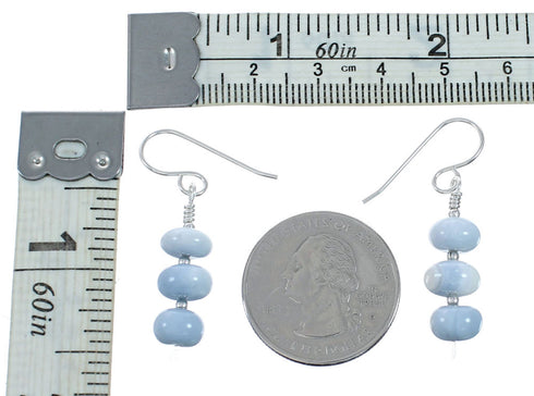 Blue Lace Agate Sterling Silver Native American Hook Dangle Earrings SX10538