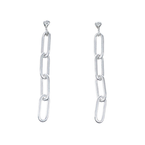 Native American Authentic Sterling Silver Post Link Bead Earrings SX10540