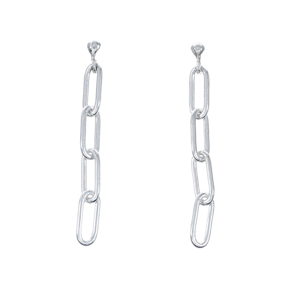Native American Authentic Sterling Silver Post Link Bead Earrings SX10540