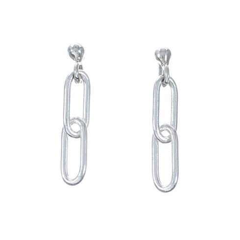 Native American Authentic Sterling Silver Post Link Bead Earrings SX10539